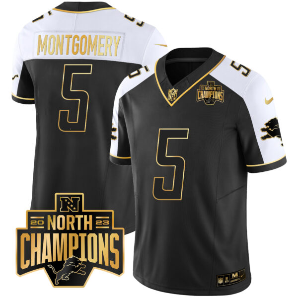Men's Detroit Lions 2023 NFC North Division Champions Patch Vapor Gold Jersey - All Stitched - Image 4