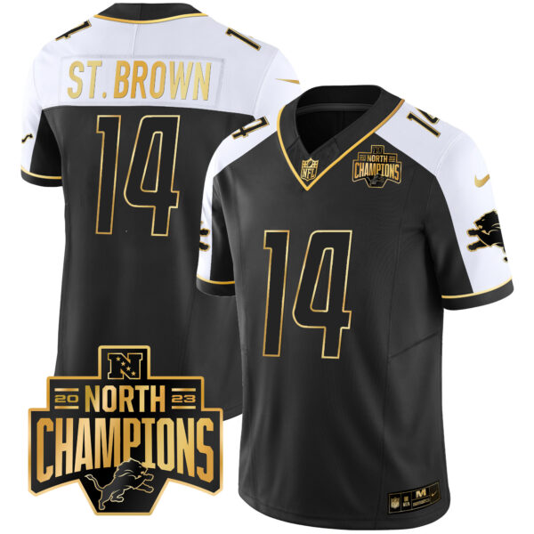 Men's Detroit Lions 2023 NFC North Division Champions Patch Vapor Gold Jersey - All Stitched - Image 3