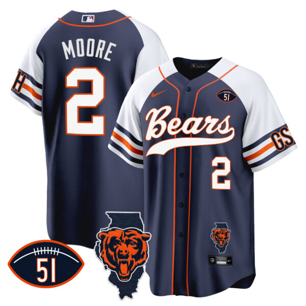 Men's Bears Illinois Patch Baseball Jersey - All Stitched - Image 3