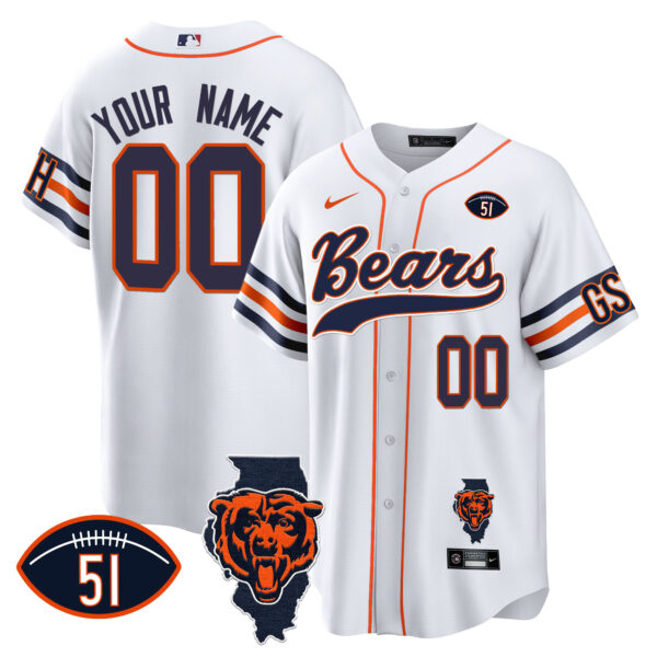 Bears Illinois Patch Baseball Custom Jersey - All Stitched - Image 3