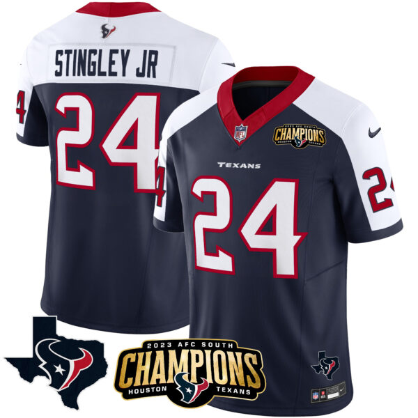 Men's Houston Texans 2023 AFC South Champions Patch Vapor Jersey - All Stitched - Image 2