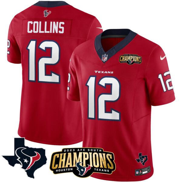 Men's Houston Texans 2023 AFC South Champions Patch Vapor Jersey - All Stitched - Image 10
