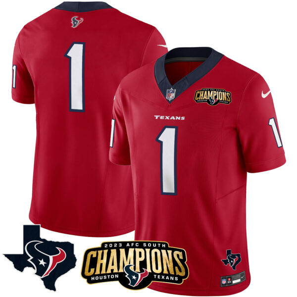 Men's Houston Texans 2023 AFC South Champions Patch Vapor Jersey - All Stitched - Image 12