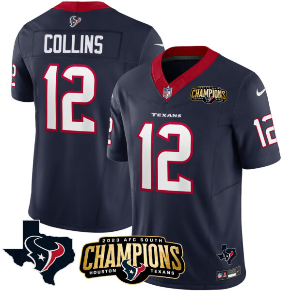 Men's Houston Texans 2023 AFC South Champions Patch Vapor Jersey - All Stitched - Image 22