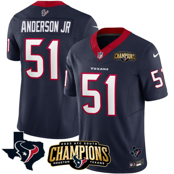 Men's Houston Texans 2023 AFC South Champions Patch Vapor Jersey - All Stitched - Image 23