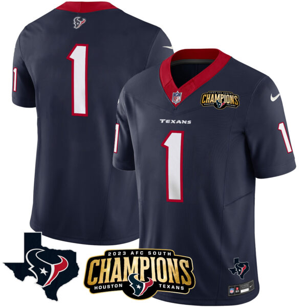 Men's Houston Texans 2023 AFC South Champions Patch Vapor Jersey - All Stitched - Image 24