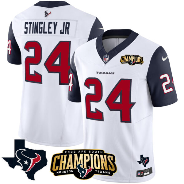 Men's Houston Texans 2023 AFC South Champions Patch Vapor Jersey - All Stitched - Image 26