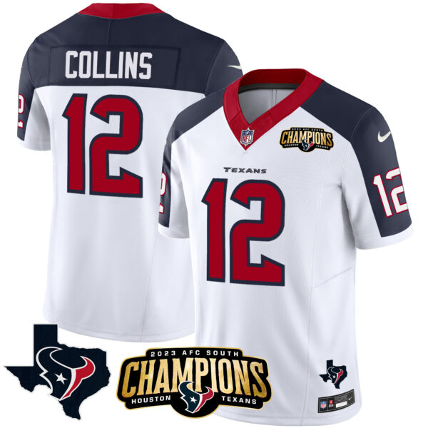 Men's Houston Texans 2023 AFC South Champions Patch Vapor Jersey - All Stitched - Image 34