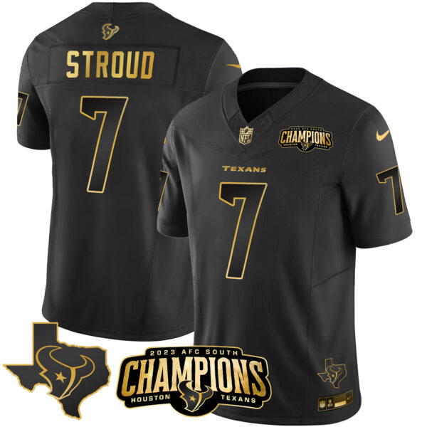 Men's Houston Texans 2023 AFC South Champions Patch Gold Vapor Jersey - All Stitched - Image 13