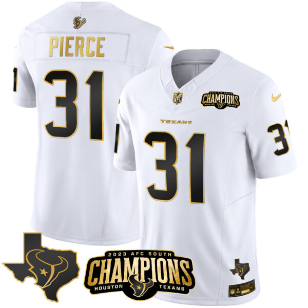 Men's Houston Texans 2023 AFC South Champions Patch Gold Vapor Jersey - All Stitched - Image 21