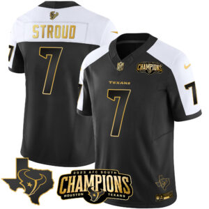 Men's Houston Texans 2023 AFC South Champions Patch Gold Vapor Jersey - All Stitched