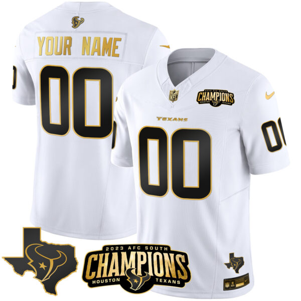 Houston Texans 2023 AFC South Champions Patch Gold Vapor Custom Jersey - All Stitched - Image 4