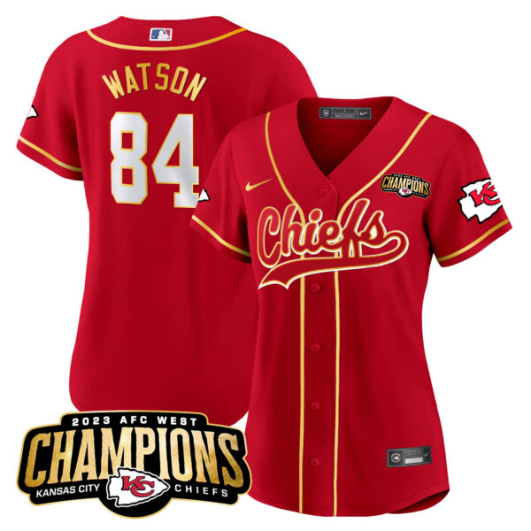 Women's Chiefs 2023 AFC West Champions Patch Baseball Jersey - All Stitched - Image 5