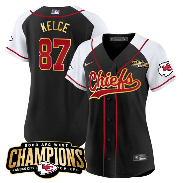Women's Chiefs 2023 AFC West Champions Patch Baseball Jersey - All Stitched - Image 23