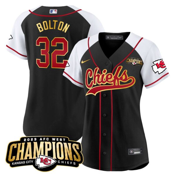 Women's Chiefs 2023 AFC West Champions Patch Baseball Jersey - All Stitched - Image 24