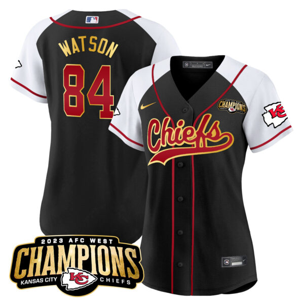 Women's Chiefs 2023 AFC West Champions Patch Baseball Jersey - All Stitched - Image 26