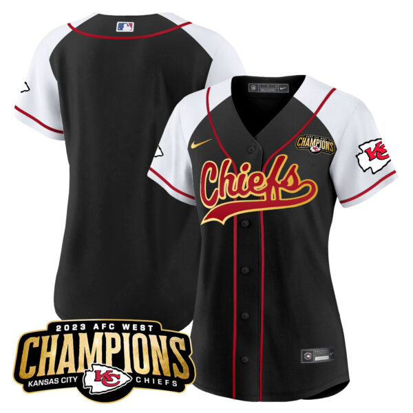 Women's Chiefs 2023 AFC West Champions Patch Baseball Jersey - All Stitched - Image 28