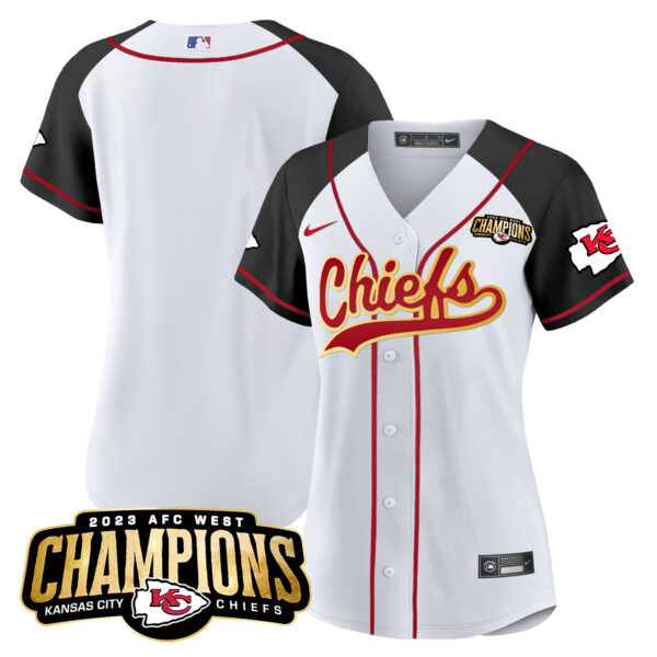 Women's Chiefs 2023 AFC West Champions Patch Baseball Jersey - All Stitched - Image 35
