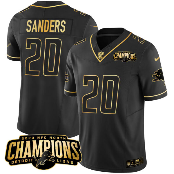Men's Detroit Lions 2023 NFC North Champions Patch Gold Vapor Jersey - All Stitched - Image 17
