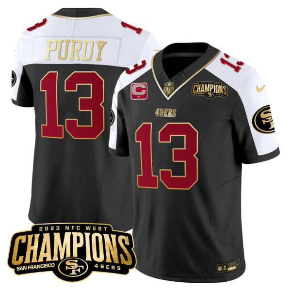 Men's 49ers 2023 NFC West Champions Patch Vapor Jersey V2 - All Stitched - Image 3