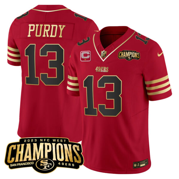 Men's 49ers 2023 NFC West Champions Patch Vapor Jersey V2 - All Stitched - Image 13