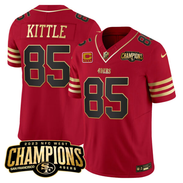 Men's 49ers 2023 NFC West Champions Patch Vapor Jersey V2 - All Stitched - Image 14