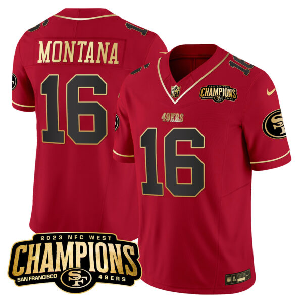 Men's 49ers 2023 NFC West Champions Patch Vapor Jersey V2 - All Stitched - Image 28