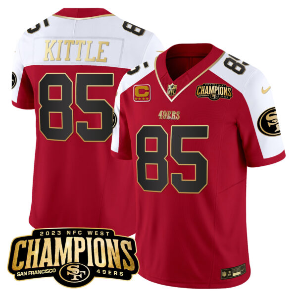 Men's 49ers 2023 NFC West Champions Patch Vapor Jersey V2 - All Stitched - Image 34