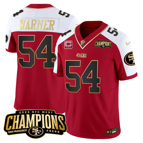 Men's 49ers 2023 NFC West Champions Patch Vapor Jersey V2 - All Stitched - Image 35