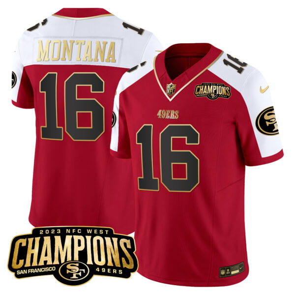 Men's 49ers 2023 NFC West Champions Patch Vapor Jersey V2 - All Stitched - Image 38