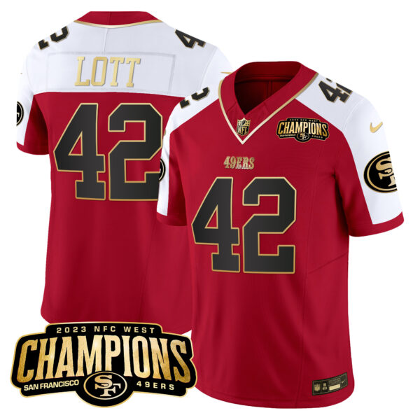 Men's 49ers 2023 NFC West Champions Patch Vapor Jersey V2 - All Stitched - Image 39