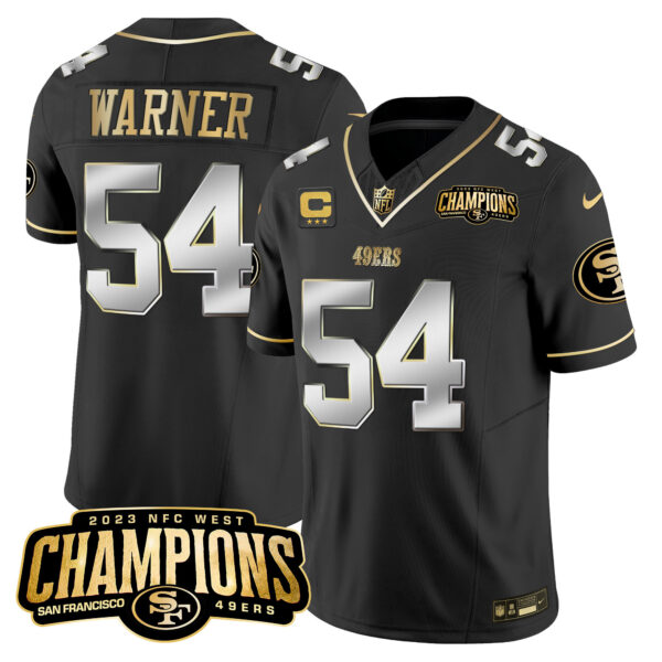 Men's 49ers 2023 NFC West Champions Patch Vapor Jersey V2 - All Stitched - Image 45