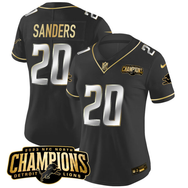 Women's Detroit Lions 2023 NFC North Champions Patch Gold Vapor Jersey - All Stitched - Image 11