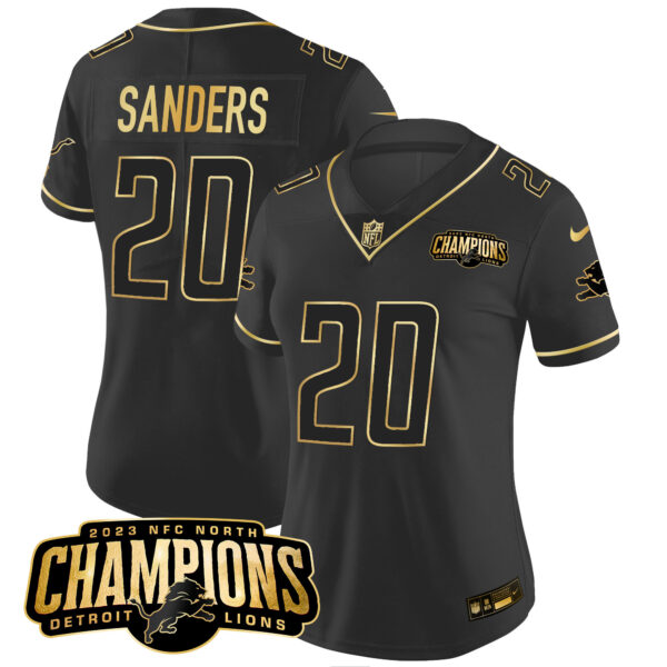 Women's Detroit Lions 2023 NFC North Champions Patch Gold Vapor Jersey - All Stitched - Image 17