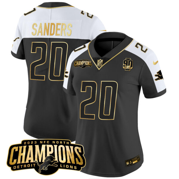 Women's Detroit Lions 2023 NFC North Champions Patch Gold Vapor Jersey V2 - All Stitched - Image 5