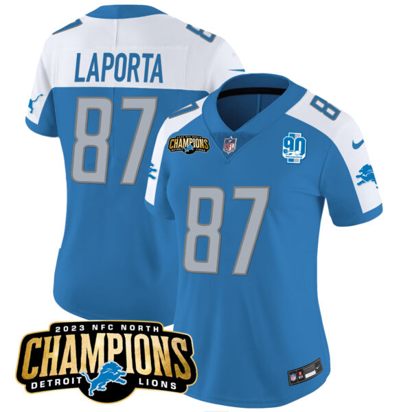 Women's Detroit Lions 2023 NFC North Champions Patch Vapor Jersey V2 - All Stitched - Image 12