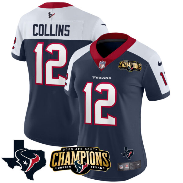Women's Houston Texans 2023 AFC South Champions Patch Vapor Jersey - All Stitched - Image 4