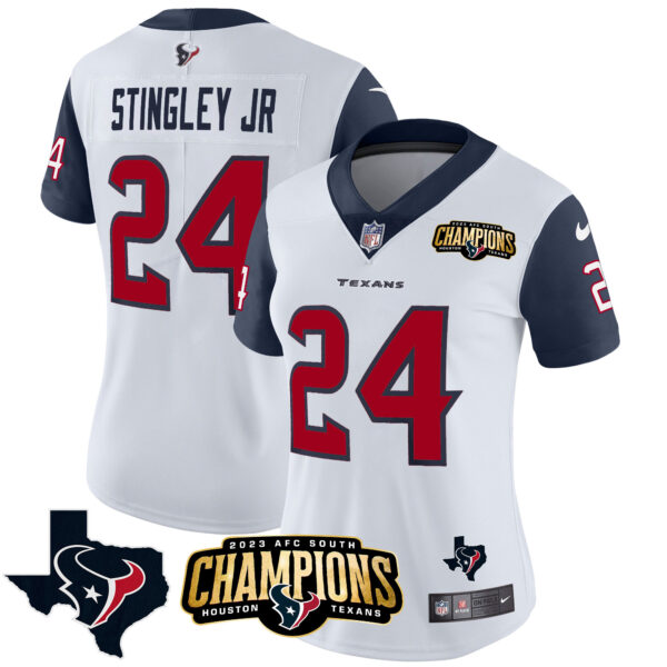 Women's Houston Texans 2023 AFC South Champions Patch Vapor Jersey - All Stitched - Image 32