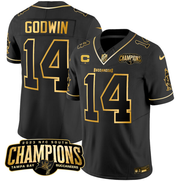 Men's Buccaneers 2023 NFC South Champions Patch Gold Vapor Jersey - All Stitched - Image 17