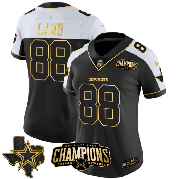 Women's Cowboys 2023 NFC East Champions Patch Gold Vapor Jersey - All Stitched - Image 5