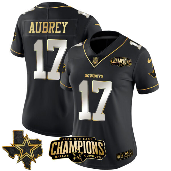 Women's Cowboys 2023 NFC East Champions Patch Gold Vapor Jersey - All Stitched - Image 11