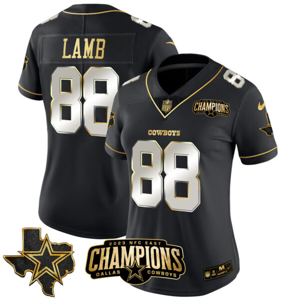 Women's Cowboys 2023 NFC East Champions Patch Gold Vapor Jersey - All Stitched - Image 13