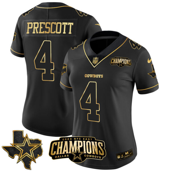 Women's Cowboys 2023 NFC East Champions Patch Gold Vapor Jersey - All Stitched - Image 18