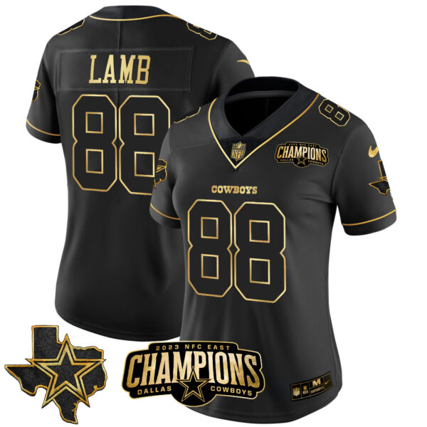 Women's Cowboys 2023 NFC East Champions Patch Gold Vapor Jersey - All Stitched - Image 21