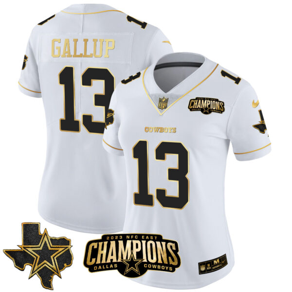 Women's Cowboys 2023 NFC East Champions Patch Gold Vapor Jersey - All Stitched - Image 32