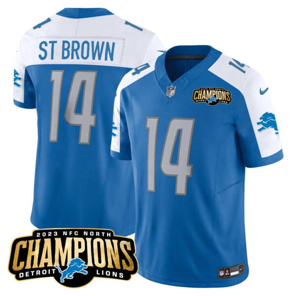 Men's Detroit Lions 2023 NFC North Champions Patch Vapor Jersey - All Stitched - Image 9