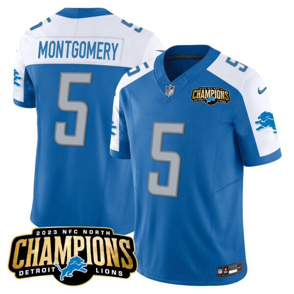 Men's Detroit Lions 2023 NFC North Champions Patch Vapor Jersey - All Stitched - Image 10