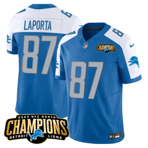 Men's Detroit Lions 2023 NFC North Champions Patch Vapor Jersey - All Stitched - Image 12