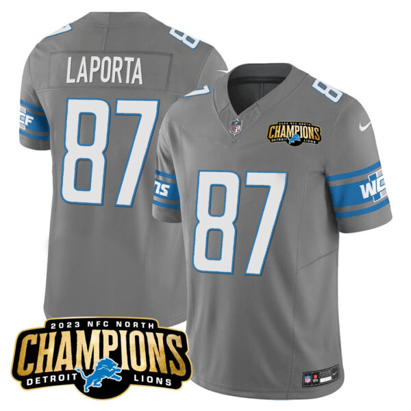 Men's Detroit Lions 2023 NFC North Champions Patch Vapor Jersey - All Stitched - Image 30