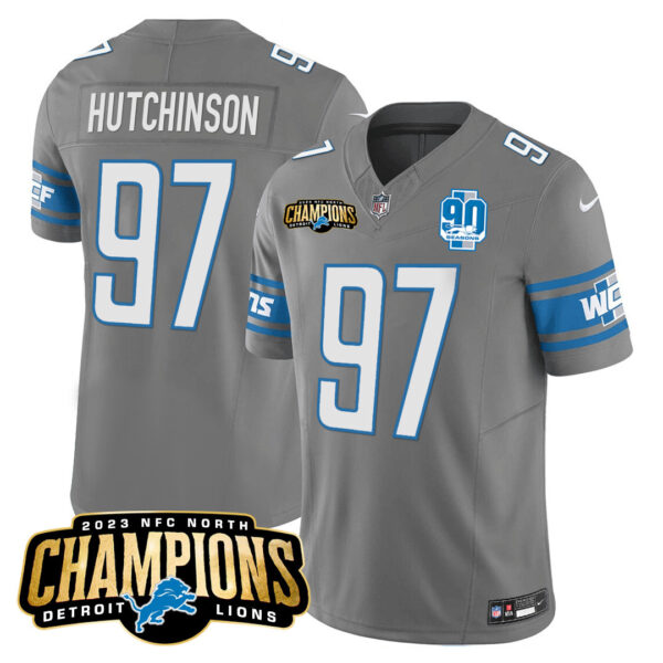 Men's Detroit Lions 2023 NFC North Champions Patch Vapor Jersey V2 - All Stitched - Image 25